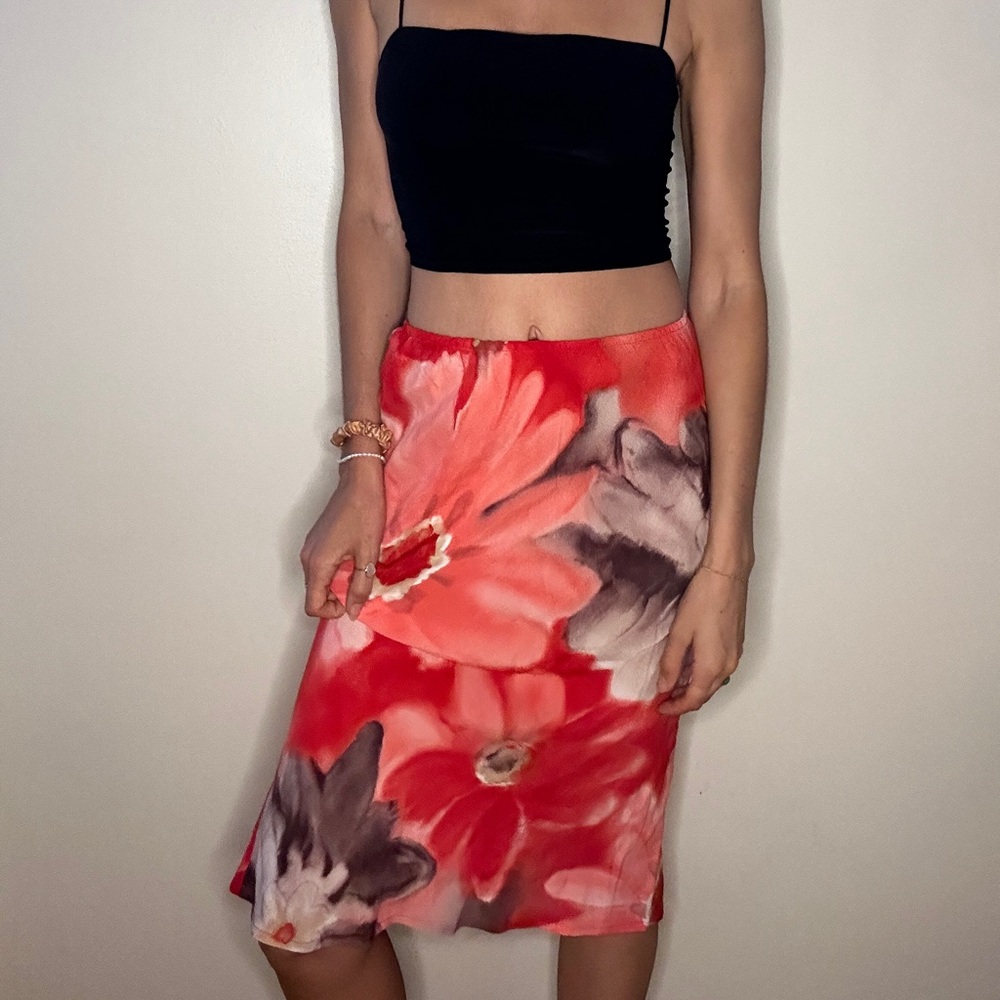Red Floral Skirt